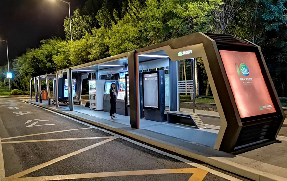 智能公交站臺智慧公交候車廳公交候車亭廠區(qū)等車公交站臺鍍鋅公交站亭
